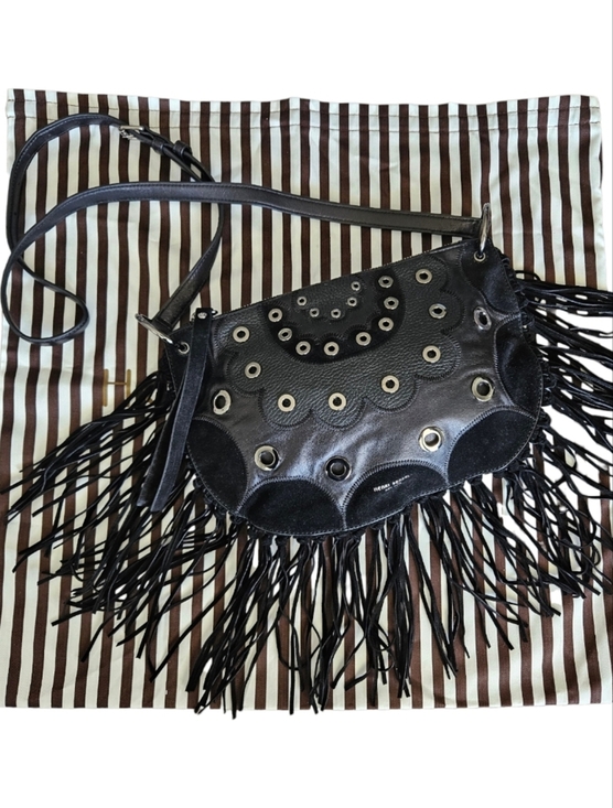 henri bendel Handbags - Henri Bendel Dylan Black Fringe Leather Hobo Rivet Crossbody Bag + Dustbag